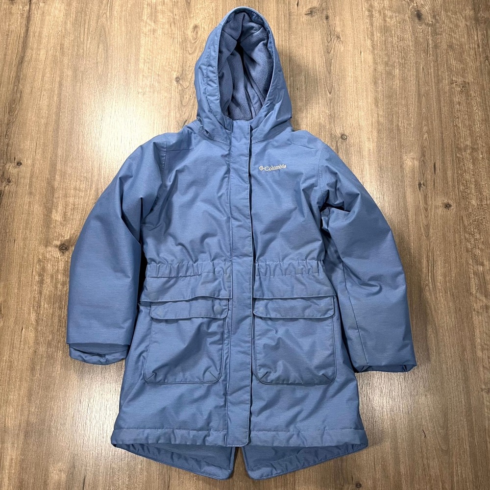 Columbia Parka Jacket Winter Coat Blue Omni-Heat Insulated Hooded Girls M 10/12